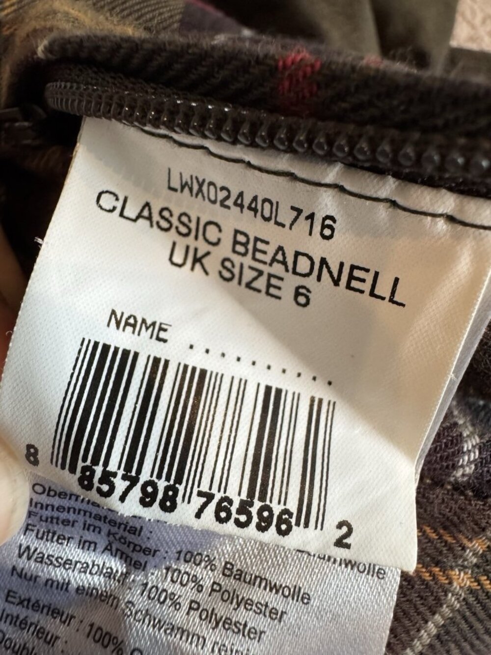 Barbour Womens Wax Jacket Oliver Green US2 UK6 Classic Beadnell Field Country - Picture 6 of 13